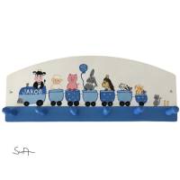 Kindergarderobe "Tierparade Bauernhof weiß blau Garderobe Kinderzimmer Bild 1