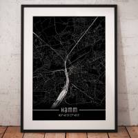 Stadtplan HAMM - Just a Black Map I Digitaldruck Stadtkarte citymap City Poster Kunstdruck Stadt Karte Bild 1