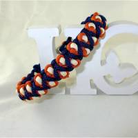 Hundehalsband Drachenzahn blau/orange/creme Halsband geflochten aus Paracord wahlweise mit Zugsstopp oder Klickverschluss Metall oder Kunststoff Bild 2