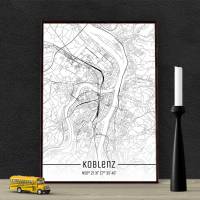 Stadtplan KOBLENZ - Just a Map I Digitaldruck Stadtkarte citymap City Poster Kunstdruck Stadt Karte Bild 1