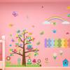 021 Wandtattoo Wandbild Kinderzimmer bunte Eule auf Baum, bunte Blumen, Schmetterlinge - in 6 Größen - niedliche Kinderzimmer Sticker Bild 4