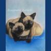 Siam Katzen handgemaltes Pastellkreidebild Tierporträt 40 x 30 cm in Hochformat Bild 3