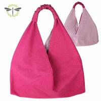 Origami-Tasche XXL Shopper Beutel japanische Einkaufstasche Bento-Bag pink Denim Jeans Bild 1
