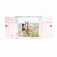 023 Wandtattoo Pferde im Fenster mit Fensterläden - in 6 Größen - wunderschöne Kinderzimmer Sticker Bild 1