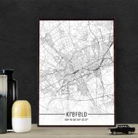 Stadtplan KREFELD - Just a Map I Digitaldruck Stadtkarte citymap City Poster Kunstdruck Stadt Karte Bild 1