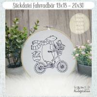 Digitale Stickdatei Fahrradbär  13x18 - 20x30 cm (5x7 - 8x12") Stickrahmen Bild 1