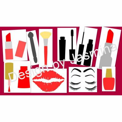 Plotterdatei Make up Augen Lippen Pinsel Nagellack  / SVG Set