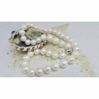 Elegante Kette aus echten Perlen, Choker mit Weißgold, Brautkette Bild 1