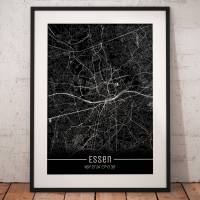 Stadtplan ESSEN - Just a Black Map I Digitaldruck Stadtkarte citymap City Poster Kunstdruck Stadt Karte Bild 1