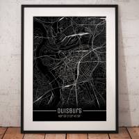 Stadtplan DUISBURG - Just a Black Map I Digitaldruck Stadtkarte citymap City Poster Kunstdruck Stadt Karte Bild 1