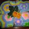 blaue bunte Babydecke * african flower Blumen * gehäkelt  * granny square Bild 4