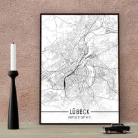 Stadtplan LÜBECK - Just a Map I Digitaldruck Stadtkarte citymap City Poster Kunstdruck Stadt Karte Bild 1