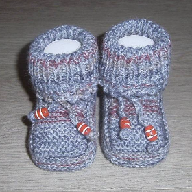 Baby-Strickschuhe grau-bunt 9 cm
