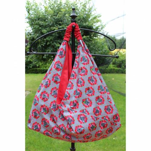 Origami-Tasche XXL Shopper Beutel japanische Einkaufstasche Bento-Bag süße Rehe rot