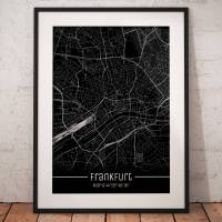 Stadtplan FRANKFURT - Just a Black Map I Digitaldruck Stadtkarte citymap City Poster Kunstdruck Stadt Karte Bild 1