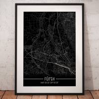 Stadtplan FÜRTH - Just a Black Map I Digitaldruck Stadtkarte citymap City Poster Kunstdruck Stadt Karte Bild 1