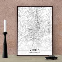 Stadtplan MARBURG - Just a Map I Digitaldruck Stadtkarte citymap City Poster Kunstdruck Stadt Karte Bild 1