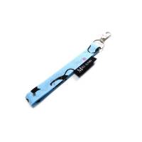 Schlüsselband kurz mit Karabiner Stoff Schlüsselanhänger Katzen blau Bild 1