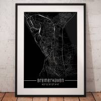 Stadtplan BREMERHAVEN - Just a Black Map I Digitaldruck Stadtkarte citymap City Poster Kunstdruck Stadt Karte Bild 1