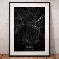 Stadtplan HALLE - Just a Black Map I Digitaldruck Stadtkarte citymap City Poster Kunstdruck Stadt Karte Bild 1