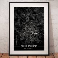 Stadtplan BRAUNSCHWEIG - Just a Black Map I Digitaldruck Stadtkarte citymap City Poster Kunstdruck Stadt Karte Bild 1