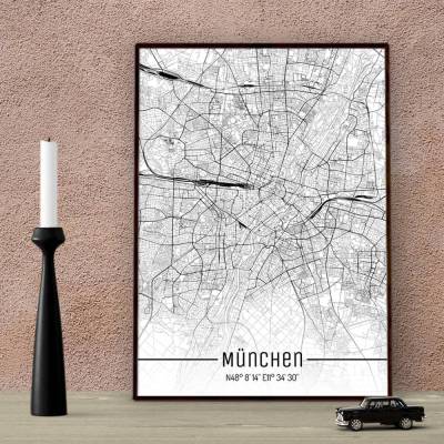 Stadtplan MÜNCHEN - Just a Map I Digitaldruck Stadtkarte citymap City Poster Kunstdruck Stadt Karte
