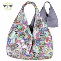 Origami-Tasche XXL Shopper Beutel japanische Einkaufstasche Bento-Bag Schmetterlinge lila flieder Bild 1