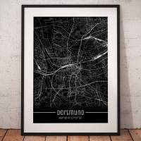 Stadtplan DORTMUND - Just a Black Map I Digitaldruck Stadtkarte citymap City Poster Kunstdruck Stadt Karte Bild 1