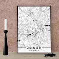 Stadtplan OBERHAUSEN - Just a Map I Digitaldruck Stadtkarte citymap City Poster Kunstdruck Stadt Karte Bild 1