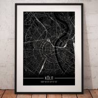 Stadtplan KÖLN - Just a Black Map I Digitaldruck Stadtkarte citymap City Poster Kunstdruck Stadt Karte Bild 1