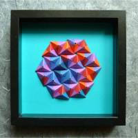 Sonobe Landschaft // 3D-Wandbild aus Origami im Objektrahmen Bild 1