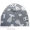 Babyset Mütze und Halstuch mit Fußballmotiven auf grau Bild 2
