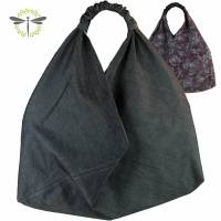 Origami-Tasche XXL Shopper Beutel japanische Einkaufstasche Bento-Bag Paisley-Muster grau Bild 1