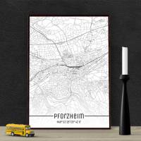 Stadtplan PFORZHEIM - Just a Map I Digitaldruck Stadtkarte citymap City Poster Kunstdruck Stadt Karte Bild 1