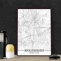 Stadtplan RECKLINGHAUSEN - Just a Map I Digitaldruck Stadtkarte citymap City Poster Kunstdruck Stadt Karte Bild 1