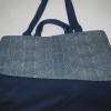 Stabile Stofftasche Blau-Beige aus Baumwolle mit vier Henkeln Bild 4