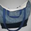 Stabile Stofftasche Blau-Beige aus Baumwolle mit vier Henkeln Bild 5