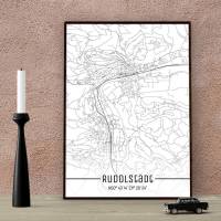 Stadtplan RUDOLSTADT - Just a Map I Digitaldruck Stadtkarte citymap City Poster Kunstdruck Stadt Karte Bild 1