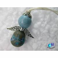 Schutzengel handmade Perlen ART 3469  blau-türkis-olive Bild 1