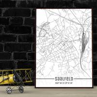 Stadtplan SAALFELD - Just a Map I Digitaldruck Stadtkarte citymap City Poster Kunstdruck Stadt Karte Bild 1