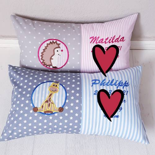 So lang wie das Baby zur Geburt mit Kopfumfang, Geburtskissen, Erinnerungskissen, Dekokissen, Babygeschenk