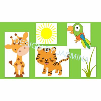 Plotterdatei Dschungel Safari Tiger Papagei Giraffe    / SVG Set2