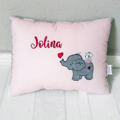Geschenk zur Geburt personalisiert, Geschenk zur Taufe, Namenskissen, Elefant, Erinnerungskissen, Babygeschenk, Eule