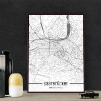 Stadtplan SAARBRÜCKEN - Just a Map I Digitaldruck Stadtkarte citymap City Poster Kunstdruck Stadt Karte Bild 1