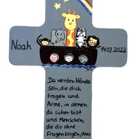 Taufkreuz Kinderkreuz Holzkreuz "Arche" grau zur Geburt Taufe Bild 2