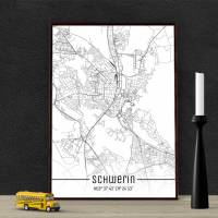Stadtplan SCHWERIN - Just a Map I Digitaldruck Stadtkarte citymap City Poster Kunstdruck Stadt Karte Bild 1