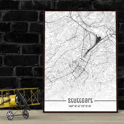 Geschenkidee Für Ihn: Stadtplan STUTTGART - Just a Map I Digitaldruck Stadtkarte citymap City Poster Kunstdruck Stadt Karte