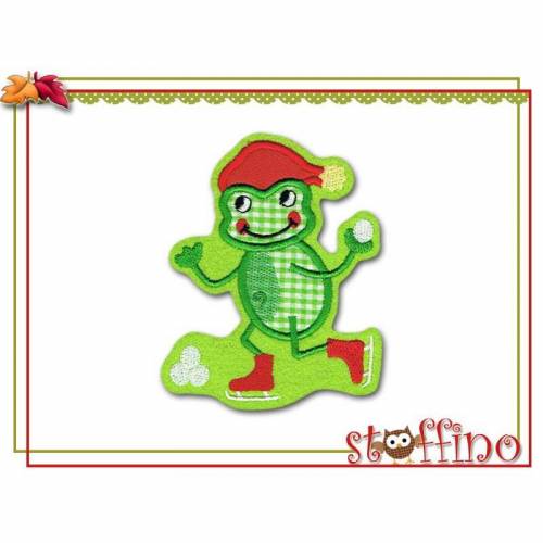 Applikation Frosch auf Schlittschuhen Aufnäher