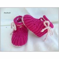 Babyschuhe aus Wolle Merino, für Mädchen, pink, rosa Bild 1