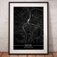 Stadtplan KASSEL - Just a Black Map I Digitaldruck Stadtkarte citymap City Poster Kunstdruck Stadt Karte Bild 1